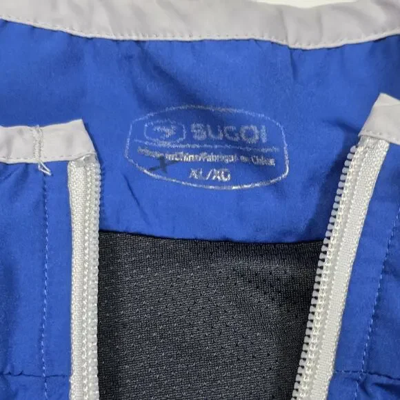 SUGOI Jacket Mens XL Convertible Sleeves Vest Cycling Blue White Reflective 3m - Picture 7 of 16